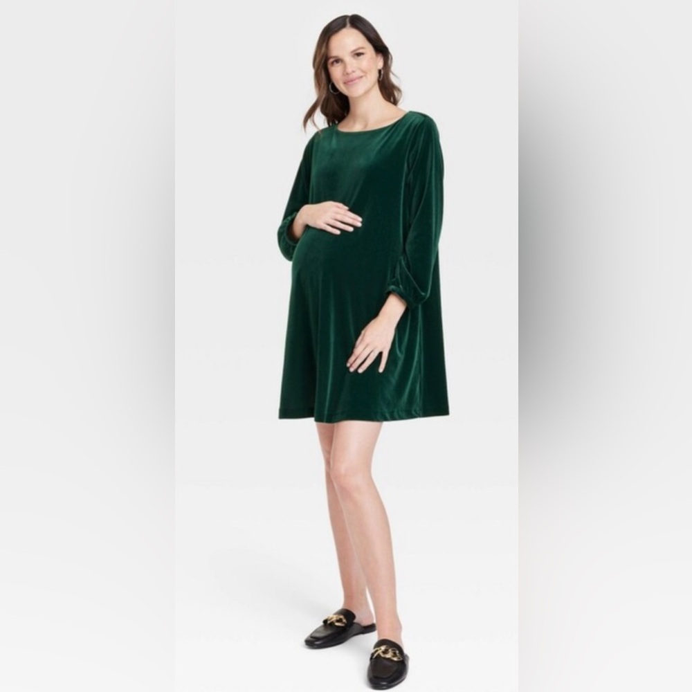 The Nines By Hatch Bella Velvet Dress In Green Forest Size L